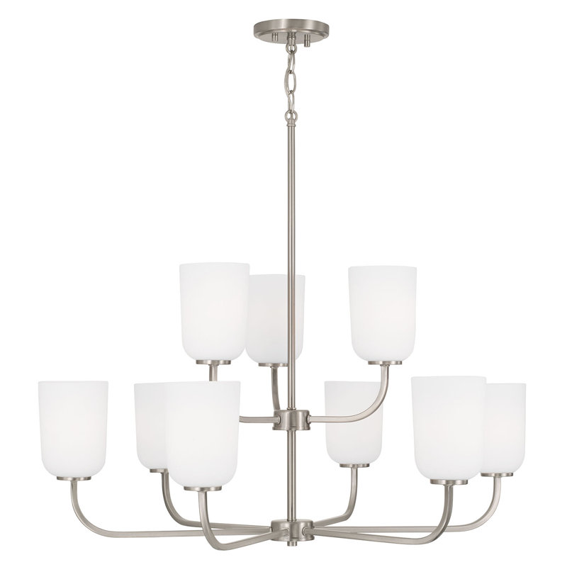 Lustre à niveaux simple 9 lumières Krush, Nickel brossé