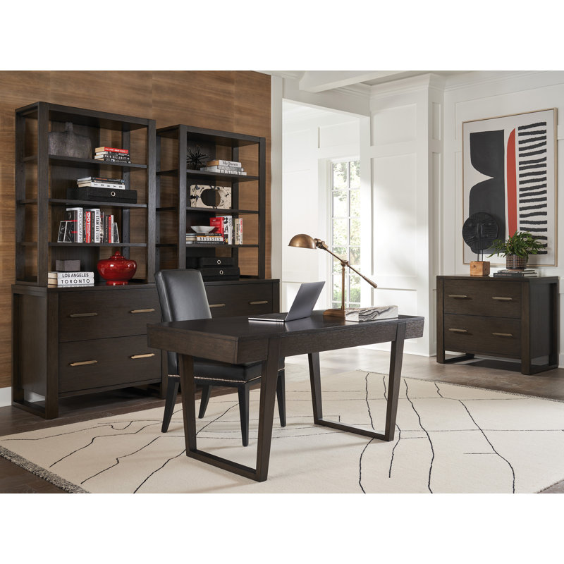 Hewitt 2-Drawer Lateral Filing Cabinet, Dark Walnut/Champagne