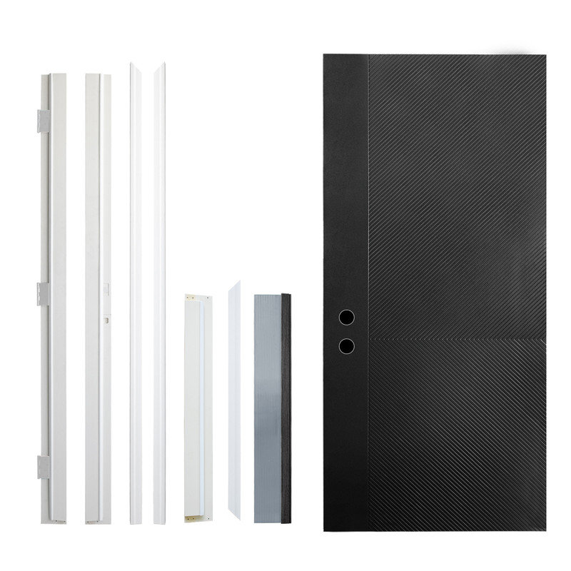 36 po. X 80 po. Porte avant affleurante noire en fibre de verre avec seuil et charnières à gauche, Gauche, Noir