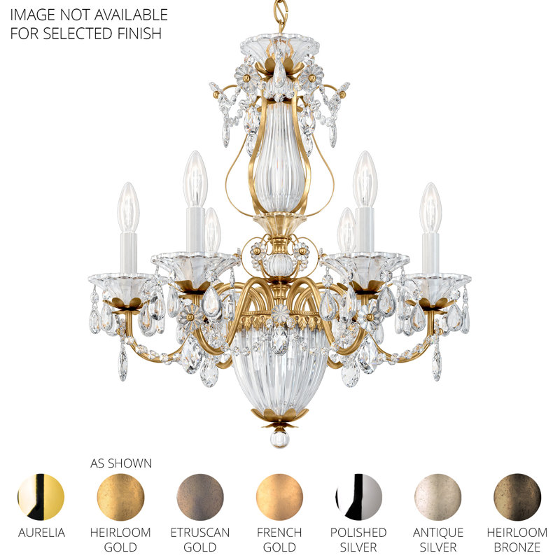 Bagatelle 6 Light 21in x 22.5in Chandelier in Heirloom Bronze with Clear Radiance Crystals, Silver