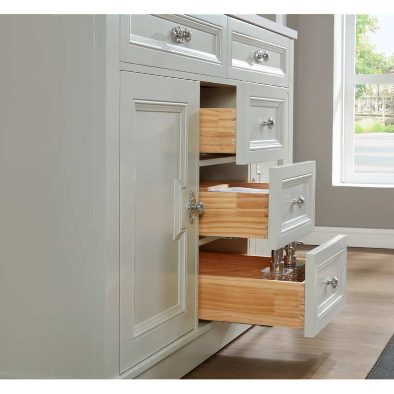 48" Solid Wood Sink Vanity  With 1' Artificial Stone Top, Polished Chrome, Silver Strand