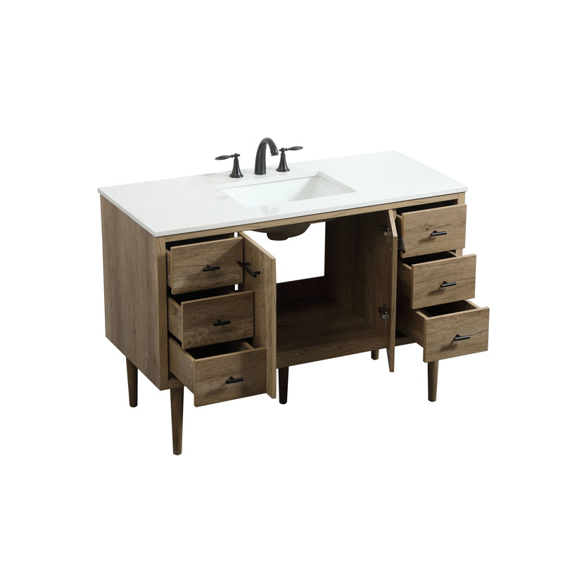 Ensemble de meuble-lavabo simple 48 po Cyrus, Chêne naturel