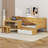 Wooden Twin Size Daybed With Storage Shelves And Lockers, Multi-Functional Bed With Study Desk And Matching Stool-107727056
