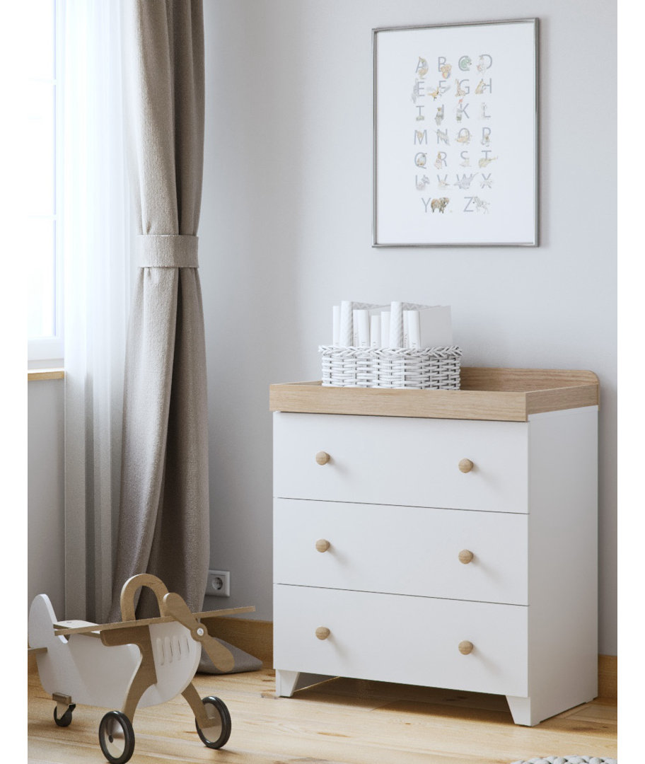 Little Acorns Classic Milano Dresser & Changing Table - White & Oak