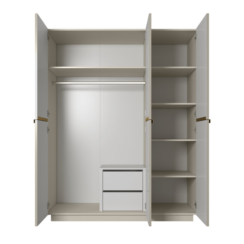 Altje 3 Door Manufactured Wood Wardrobe, Cream/Black