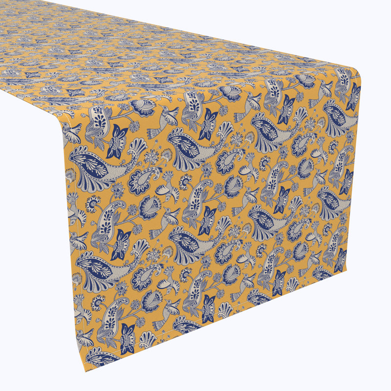 Garion Stylized Birds and Flowers Table Runner, 72" x 12"