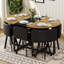 Ensemble de table à manger moderne 7 pièces, finition bois et noir, compact pour les petits espaces