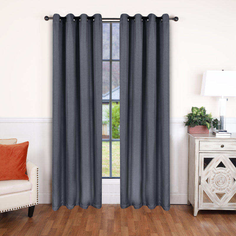 Panneau de rideau obscurcissant 100% polyester, L 52 po x L 108 po, Gris anthracite