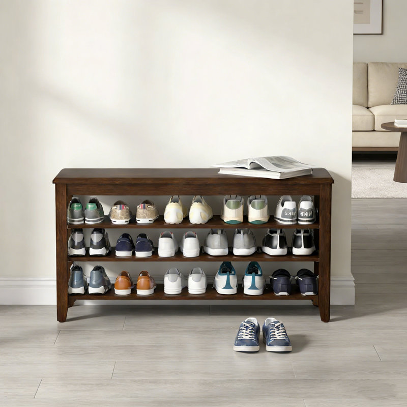 Banc d'entrée pour chaussures avec tablettes réglables, 20.6" H x 31.5" W x 11.8" D