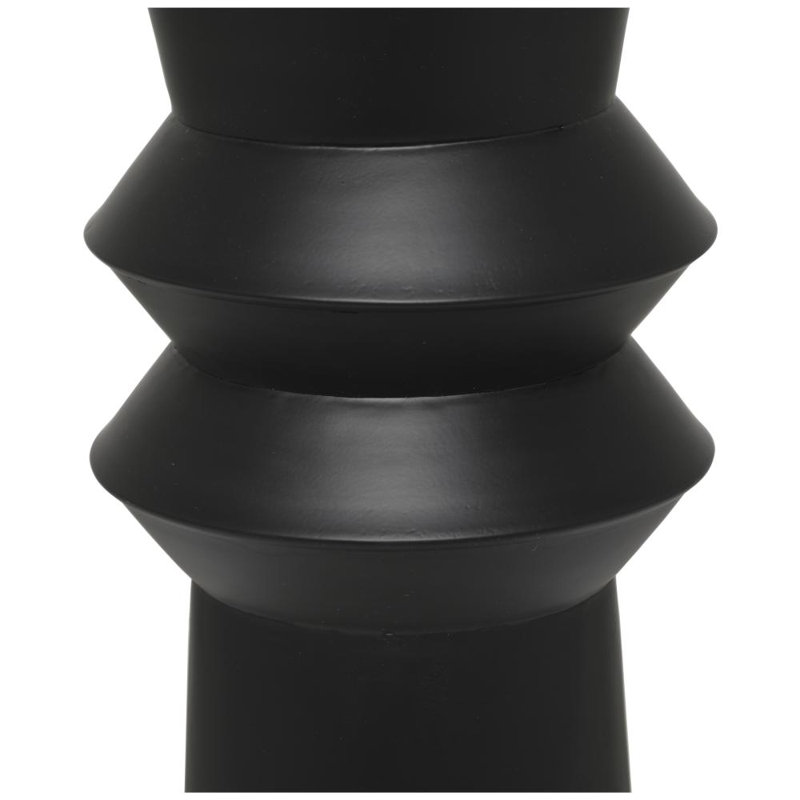 Black Metal Tall Art Deco Fluted Floor Decorative Vase, 8" x 8" x 32", Black, 31.75" H x 8.5" W x 7.8" D