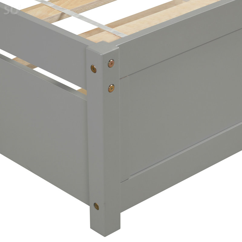 Base de lit simple avec lit gigogne en bois, gris