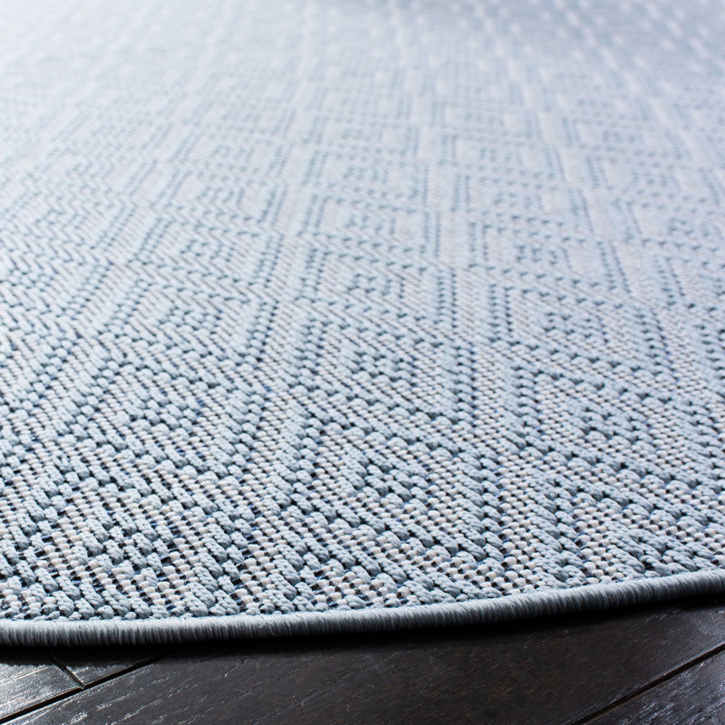 Tapis d'intérieur / extérieur à motif géométrique lavable à la machine Abadou, Rond 5 pi 3 po
