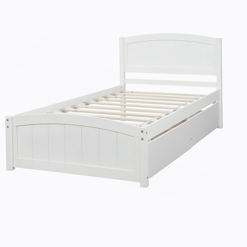 Platform Bed with Two Drawers, White