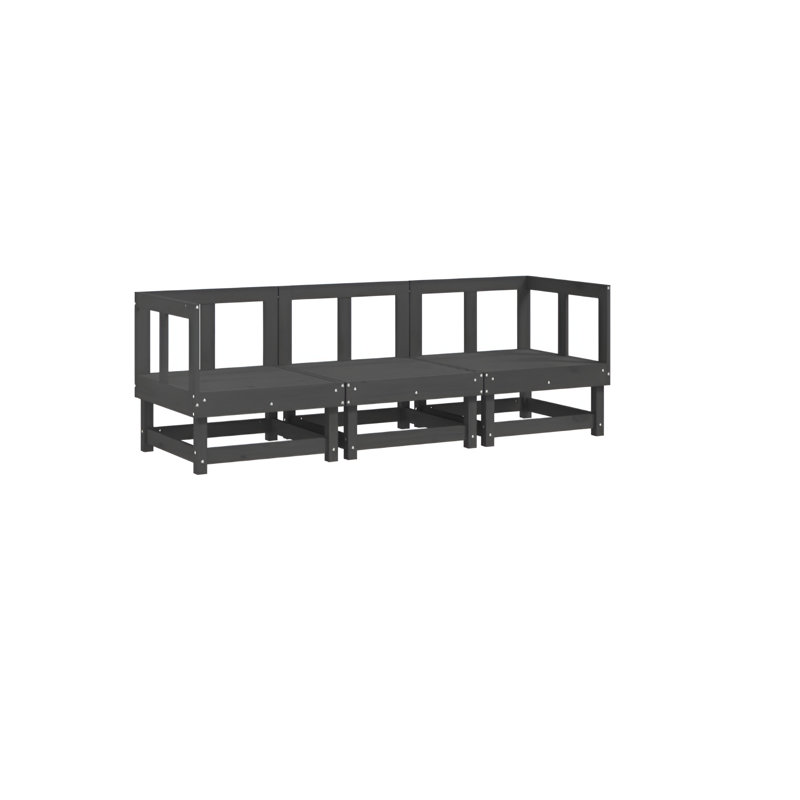 Alpen Home 3 Piece Garden Lounge Set Solid Wood, Grey Pine