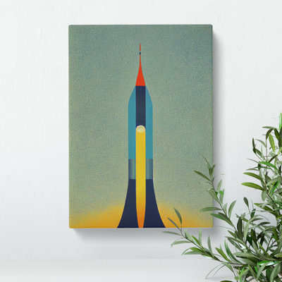 Spaceship Rocket Vintage Art No.4 - Wrapped Canvas