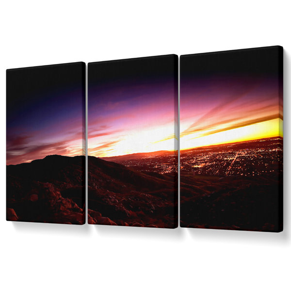 Ebern Designs Metro Sunset - 3 Piece Wrapped Canvas Art Prints ...