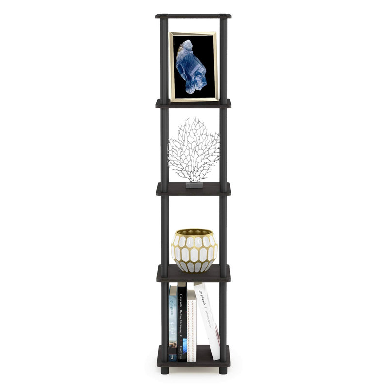 Cearfoss 146.3cm H x 29.5cm W Engineered Wood Corner Bookcase, Espresso/Black
