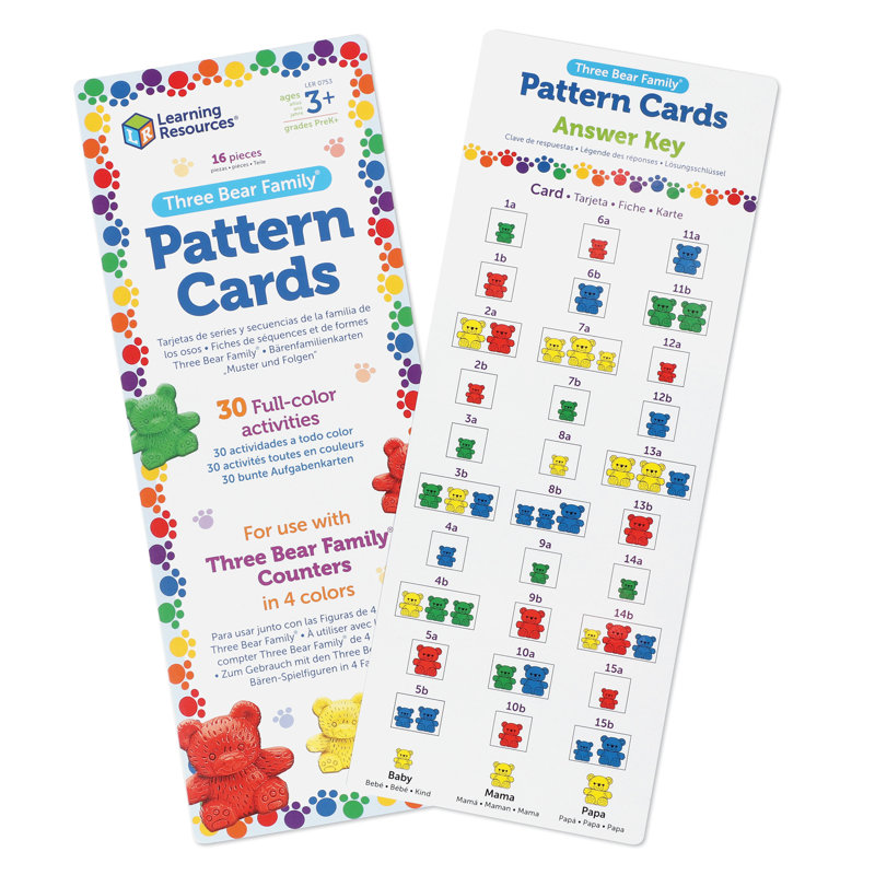 Trois cartes à motif de famille d'ours
