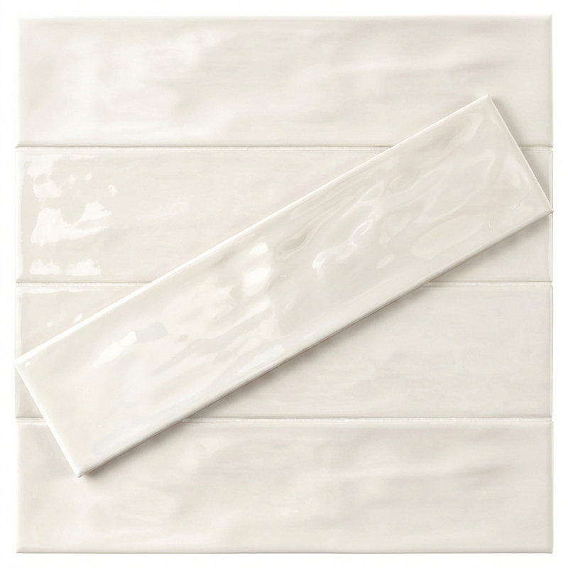 Vetri Pearl Glossy 3x12 Ceramic Subway Wall Tile Handmade Look, Pearl