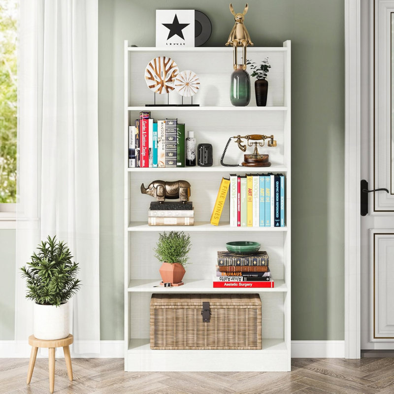 Six-Tier Modern Library Bookshelf Storage Organizer, White