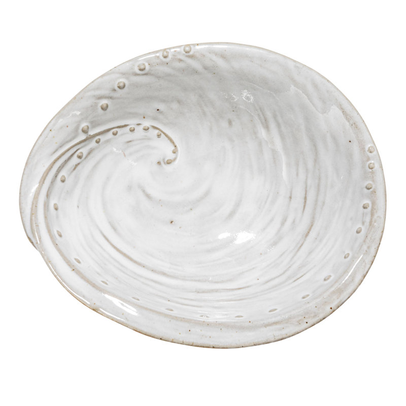 Stoneware White Shell Abalone Plate