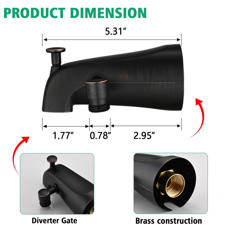 Single Handle Wall Mounted Tub Spout Trim, Oil Rubbed Bronze