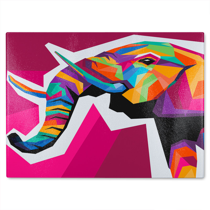 illustration of Elephant head in WPAP style Designer Glass Chopping Board