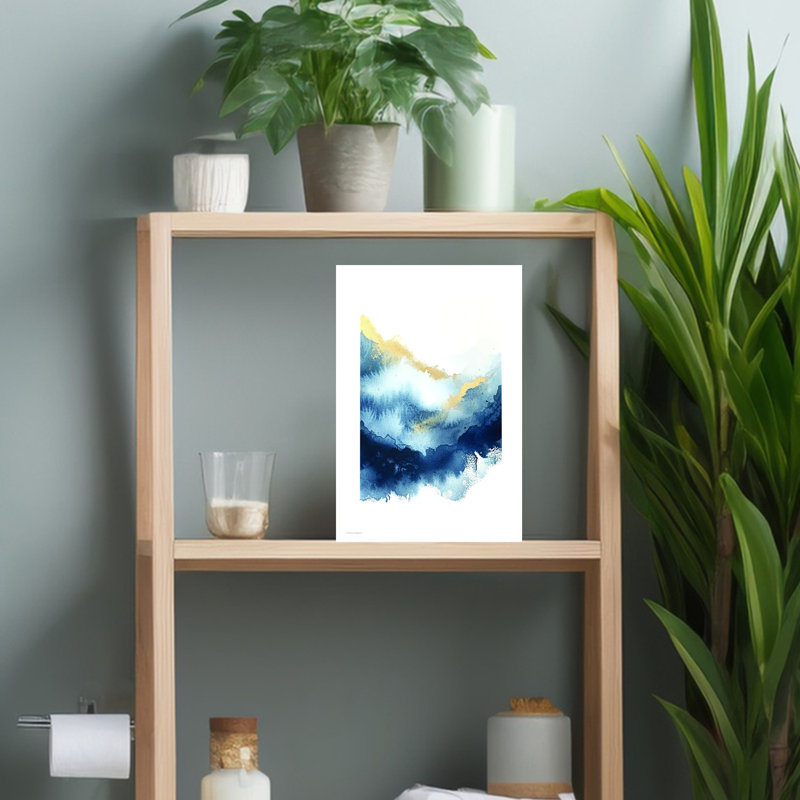 «Midnight Gold Playful Whimsical Abstract», art mural, H 18 po x l 12 po