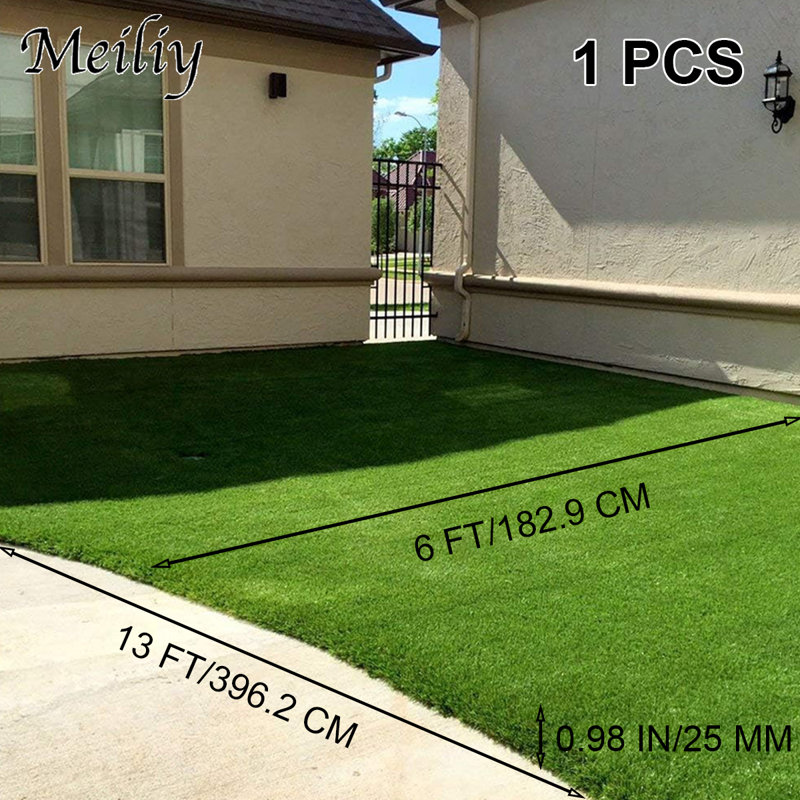 GOLDEN MOON Outdoor Heat Resistant Artificial Grass Turf Rug / Roll, 1" H x 169" W x 72" D
