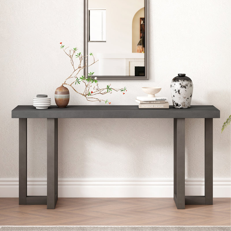 Console de conception géométrique avec pieds en pin massif, convient au vestibule, au couloir, au salon, à la chambre à coucher