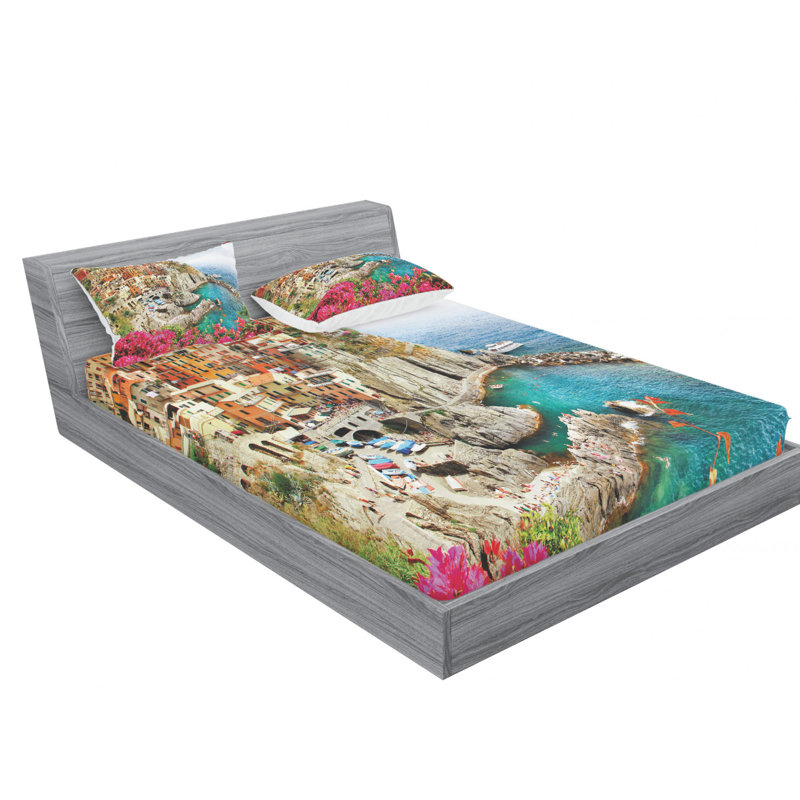 Microfiber Floral Sheet Set, Queen Sheet Set + Fitted Sheet + 2 Pillowcases