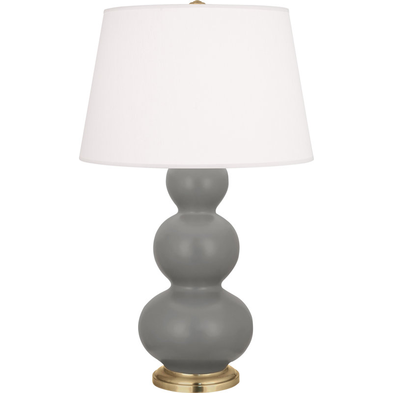 Lampe de table triple gourde, Laiton antique, Taupe fumé mat