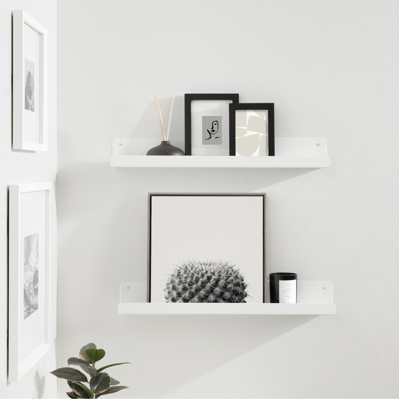 Tara 23.75" W Metal Rectangle Floating Shelves, White, 3.25" H x 23.75" W x 4.5" D