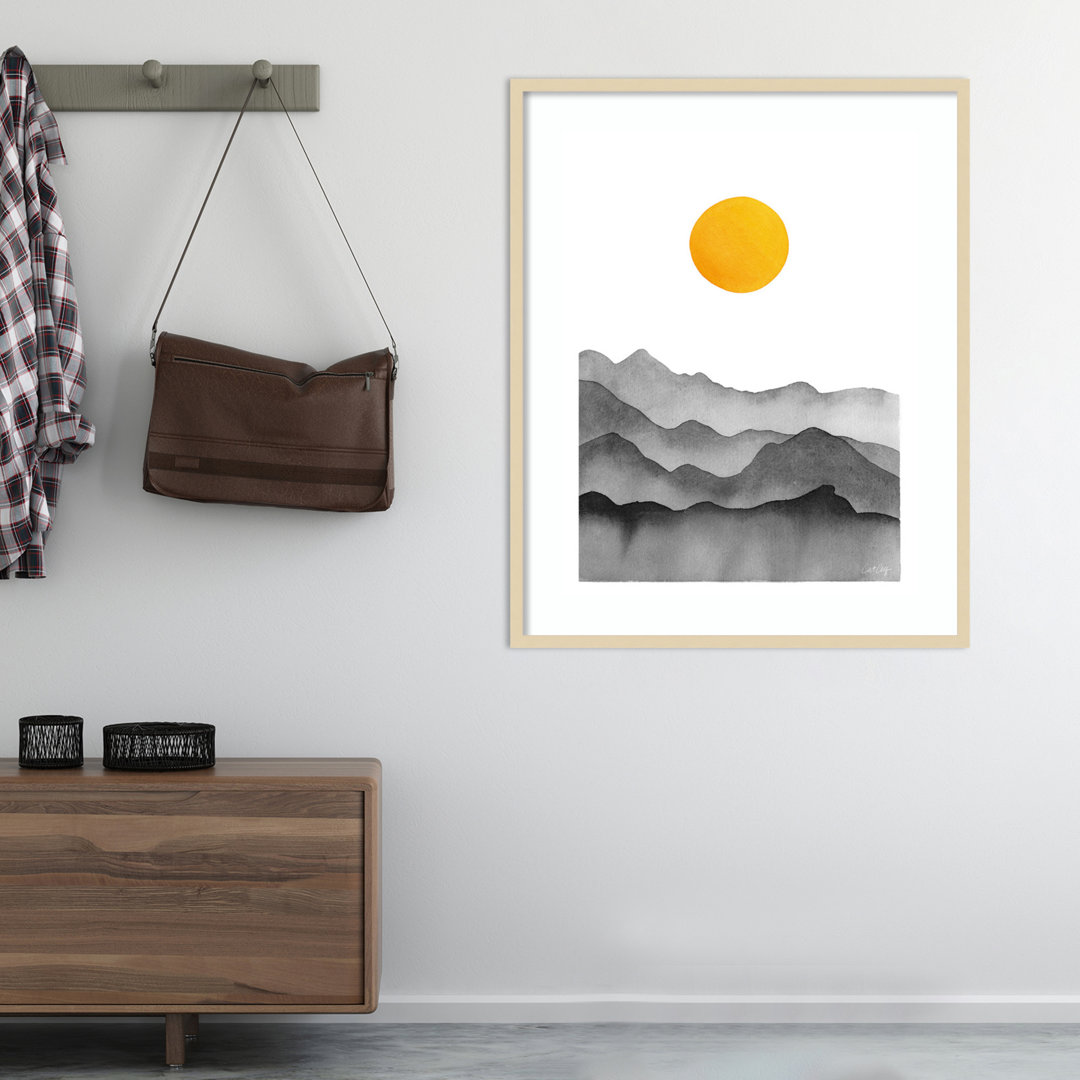 Boca " Black Yellow Mountain Range Silhouette " by Cat Coquillette Loon Peak® Frame 