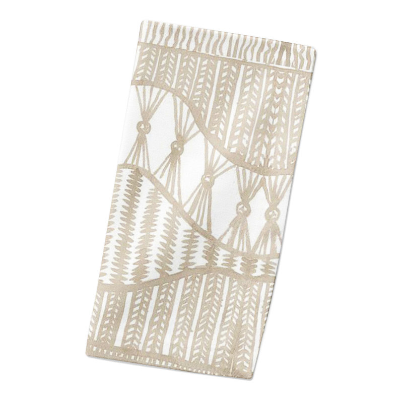 Cotton Twill Abstract Rectangle Napkin, Cream