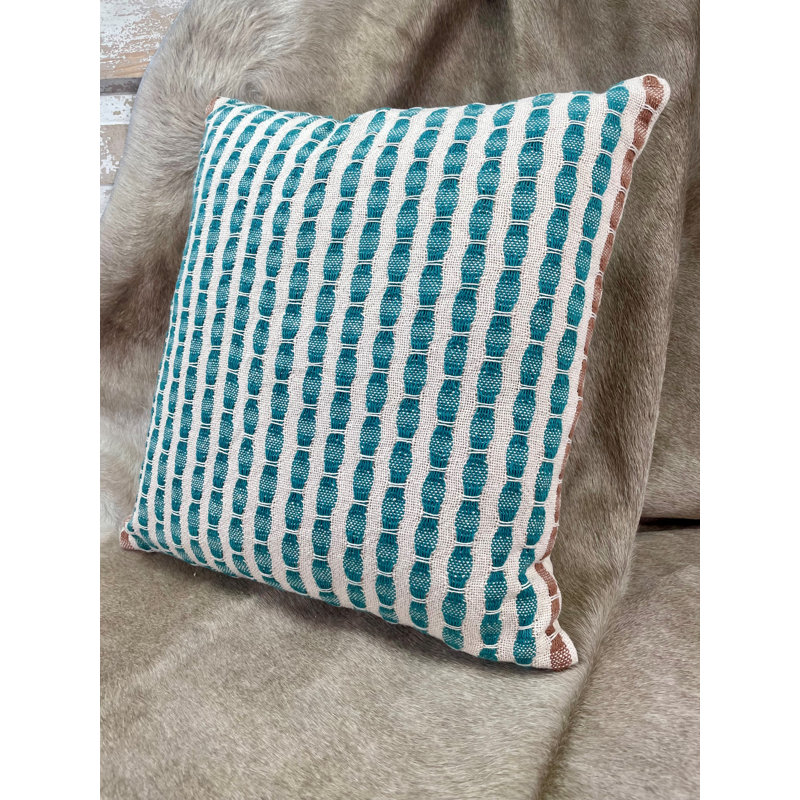 Rayures tissées bleu sarcelle 20 po x 20 po