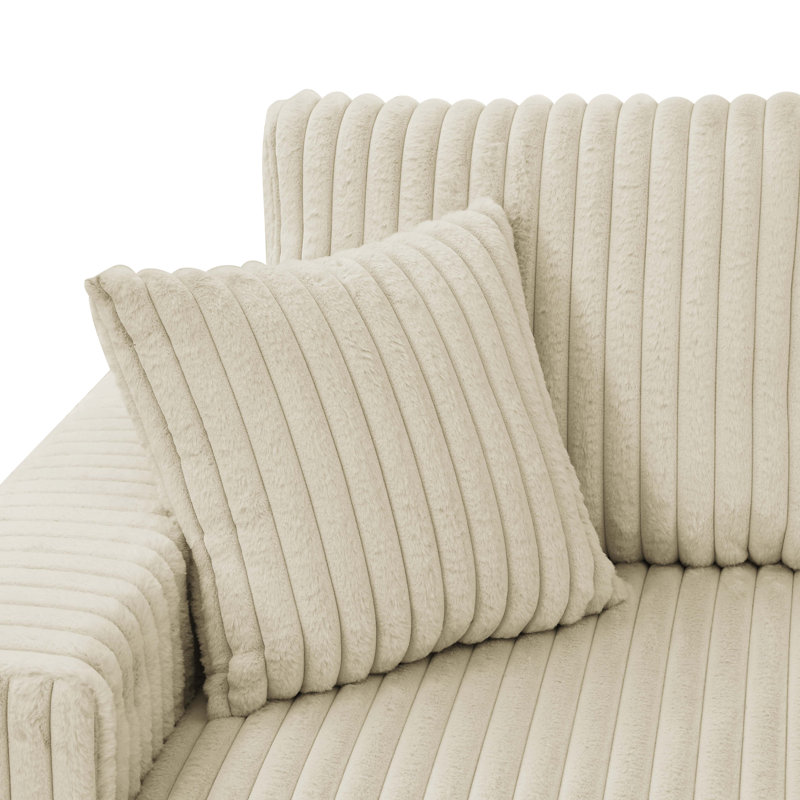 Corduroy Ridge Oversized Chaise Lounge, Cream