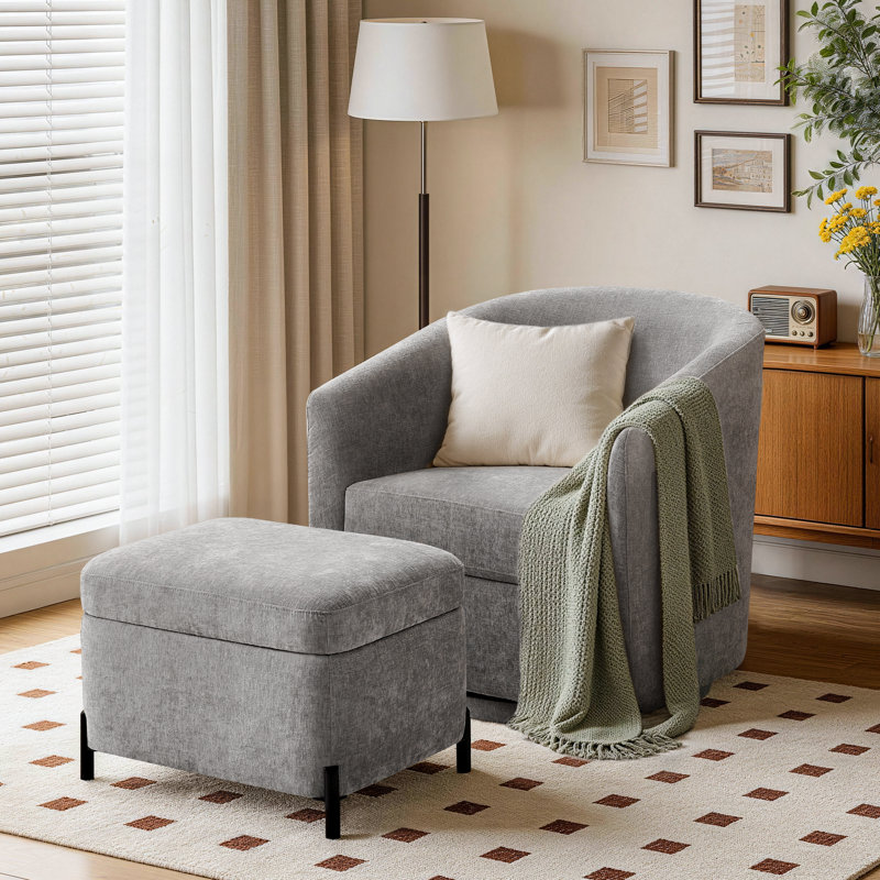 Caysey Upholstered Swivel Accent Chair (Set Of 2), Light Gray