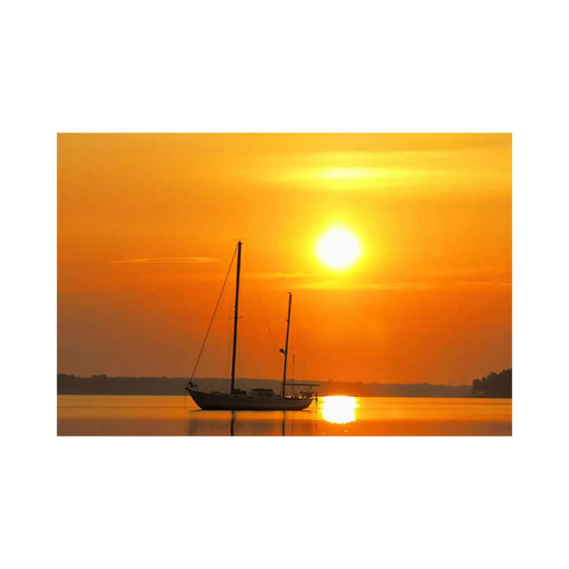 Sunrise Sail Boat - Wrapped Canvas Print, 101.6 cm H x 66.04 cm W x 3.175 cm D