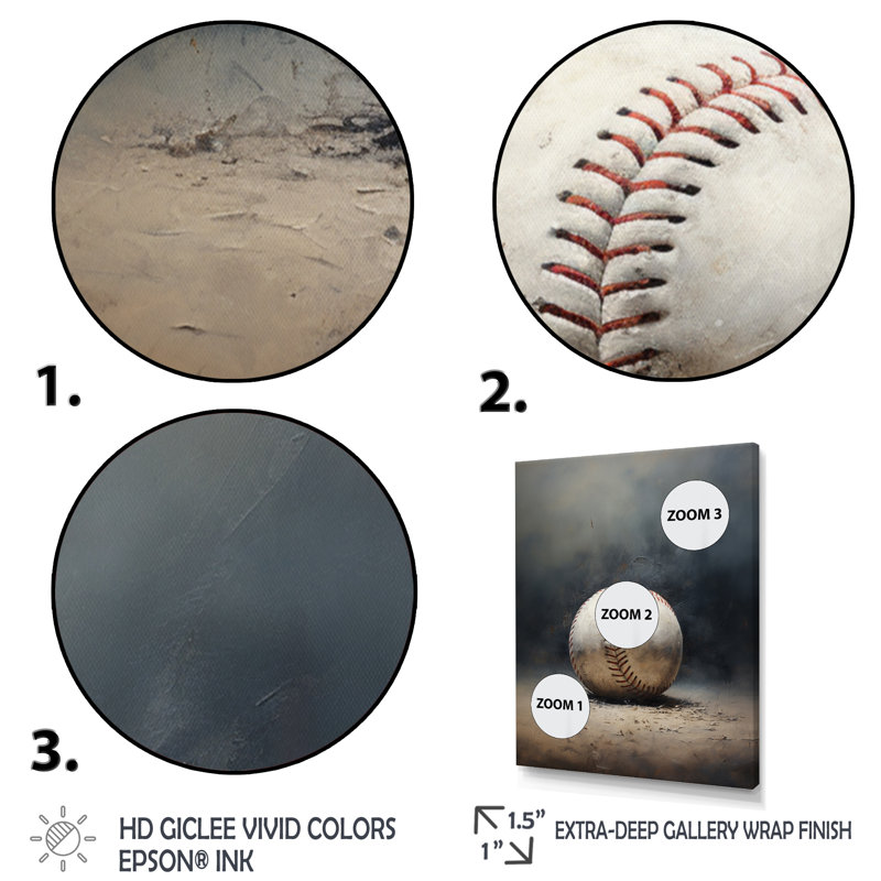 Travaris Baseball Subtle Strikeout - Sport Baseball Wall Art Decor, H 44 po x l 34 po x P 1,5 po, Toile tendue