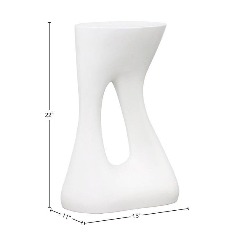 White Free Form Concrete Outdoor Side Table