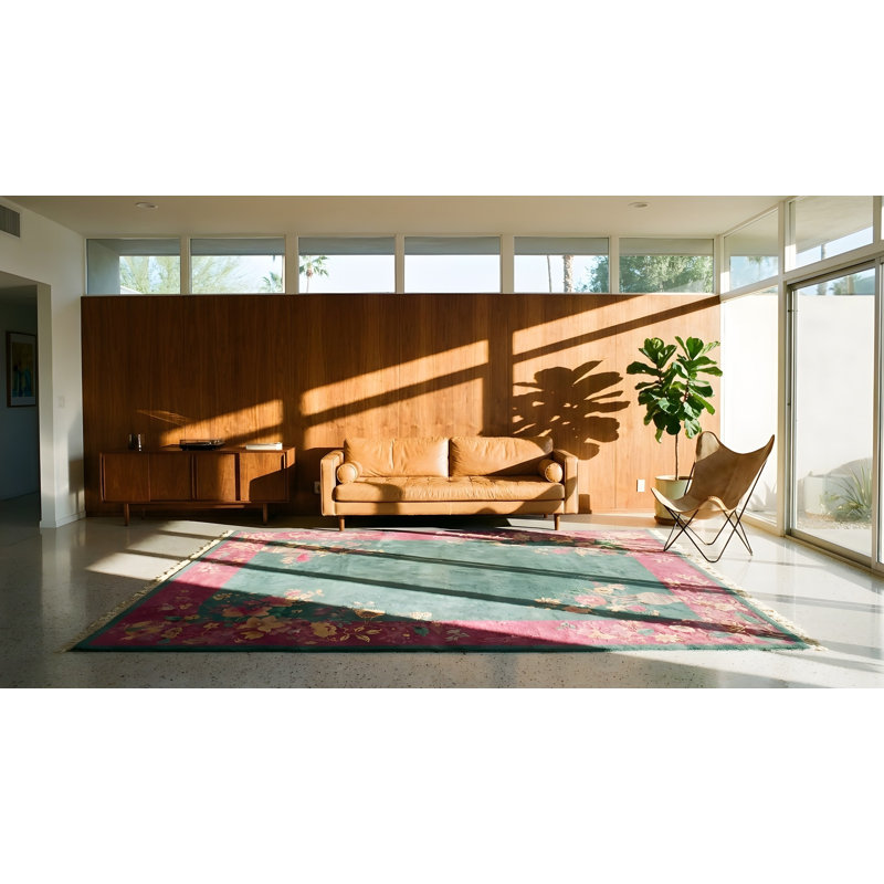 1920s Knotted Antique Rectangle Chinese - Art Deco Wool Room Size Rug