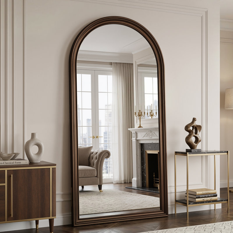 Miroir pleine longueur arqué de style rétro, 81"×41", Bronze