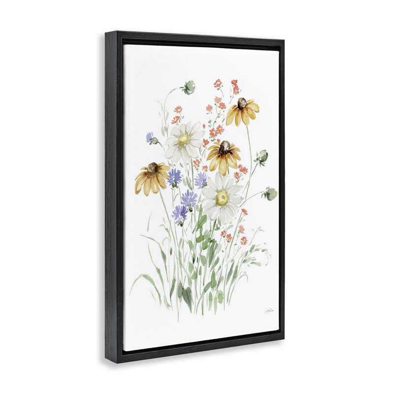 Toile flottante encadrée Summer Garden Blooms par Katrina Pete, H 25 po x l 17 po, Cadre flottant noir de jais