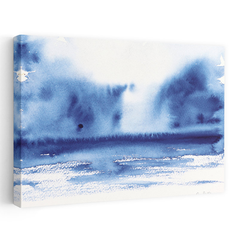 Océan bleu iv côtier abstrait bleu blanc nuage côtier, H 24 po x l 16 po