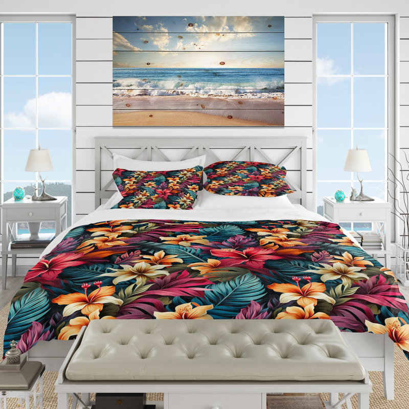 Literie Tropical Mirage Viii, Housse de couette pour très grand lit et 2 très