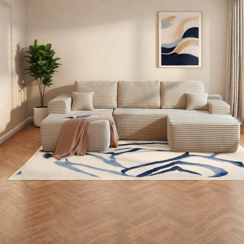 Canapé modulaire spacieux en tissu moelleux, confort et style moderne pour la maison