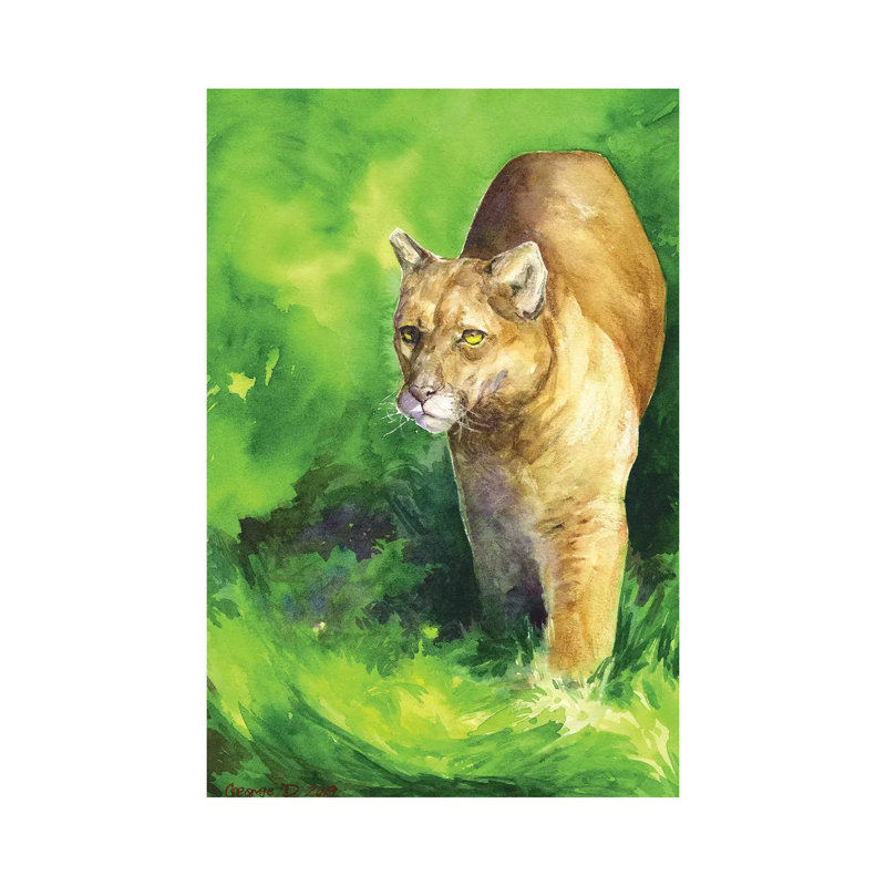 Mountain Lion by George Dyachenko - Wrapped Canvas Painting, 66.04 cm H x 45.72 cm W x 1.91 cm D