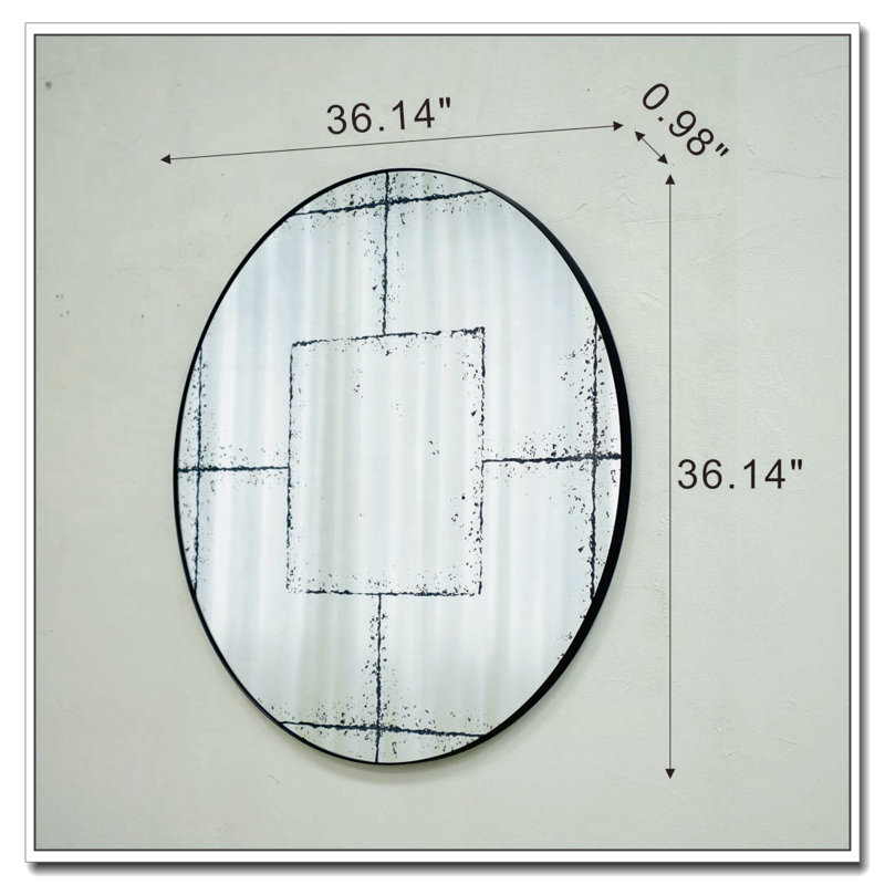 Round Wall Mounted Mirror Vintage Industrial Design Versatile Home Decor