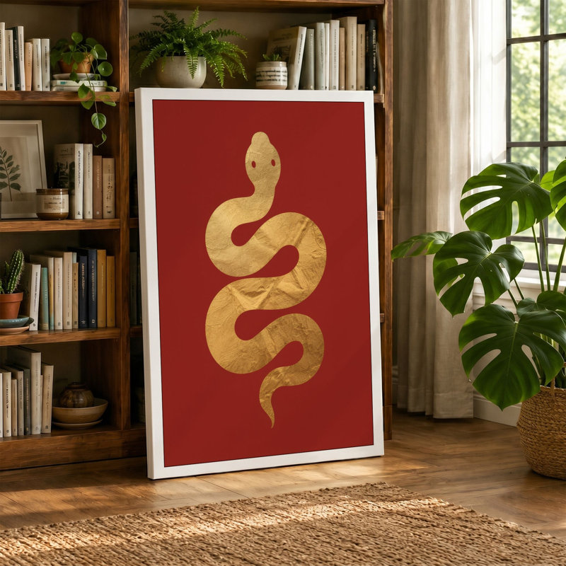 Gilded Serpent Graphic - Wrapped Canvas, 36x24 - 91.4 x 61.0 cm, Teal Border